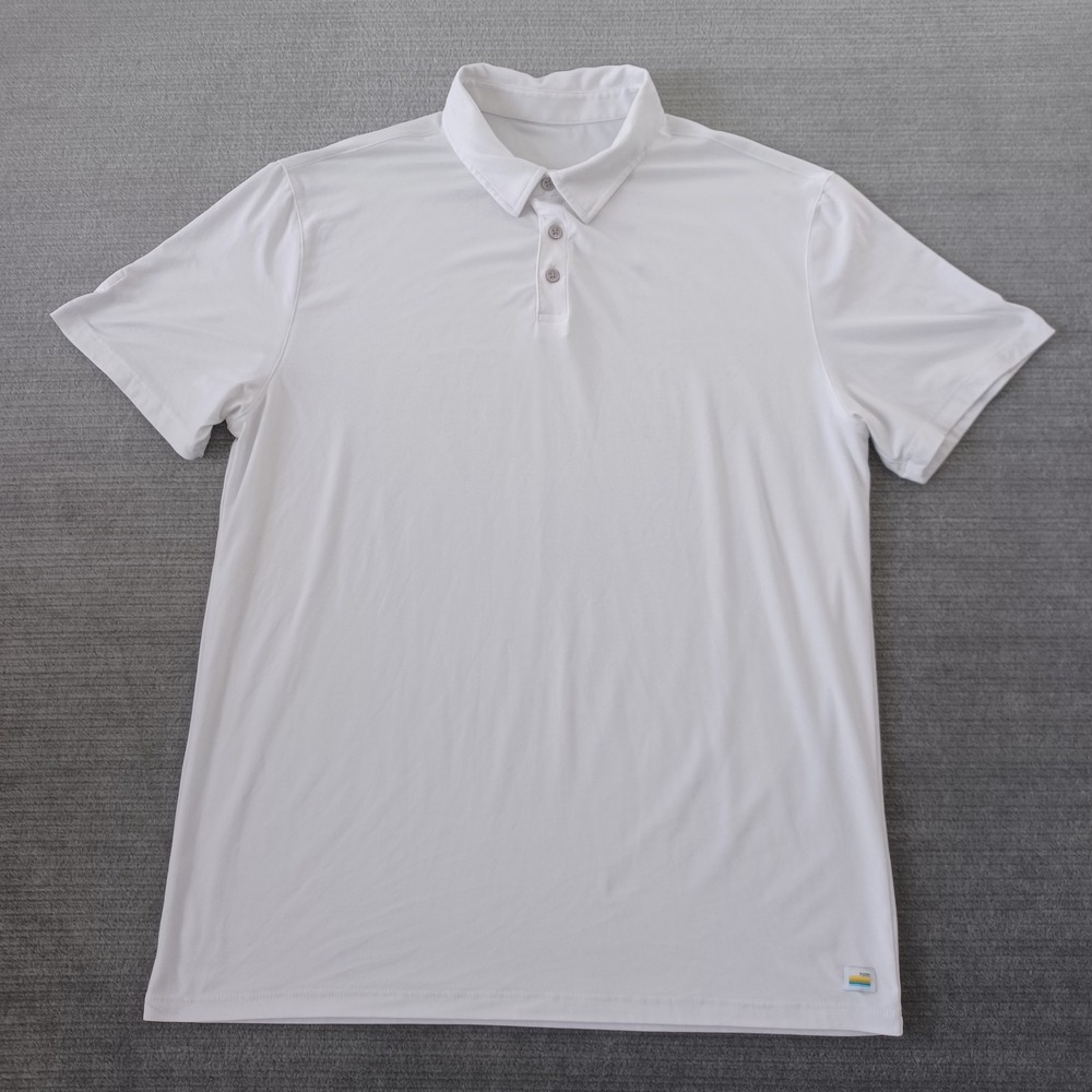 Vuori Polo Shirt Mens L White Performance Stretch Athletic Golf V188 Top Casual